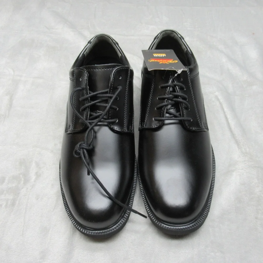 Thorogood Mens Shoes 11M Black Oxford Slip Resistant Leather Lace High Shine NEW